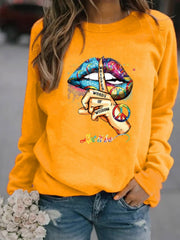 Long Sleeve Crew Neck Printed Sweatshirt