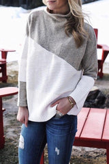 High Neck Patchwork Sweaters
