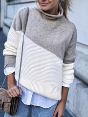 High Neck Patchwork Sweaters