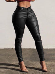 High Waist PU Fitting Leggings Pants