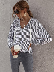 Stripe casual hoodies for women