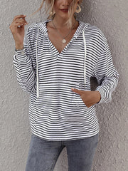 Stripe casual hoodies for women