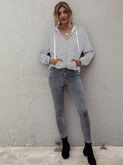 Stripe casual hoodies for women