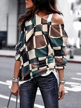 Long Sleeve One Off Shoulder Woman Printed Sexy T-shirts
