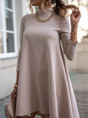 High neck women fashion plain skater dresses