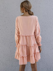 Sweet long sleeve plain skater dresses