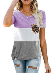 Loose casual printed top T-shirt with pocket Plus size T-shirts