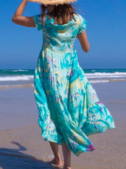 Floral Short Sleeve A-Line Casual Dresses