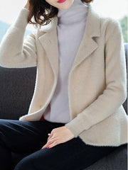 Turn-down Collar Imitated Mink Wool Woman Short Coats