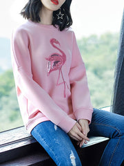 Sweet Pink Flamingo Fashion Long Sleeve Sweatshirts