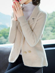 Turn-down Collar Imitated Mink Wool Woman Short Coats