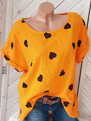 Summer round neck casual women love printed T-shirts