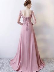 Lace Applique Solid Color O-Neck Backless Elegant Tailing Wedding Dress Evening Dresses