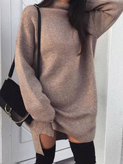 Fashion Stylish Woman Plain Sexy Daily Long Sleeve Shift Dresses