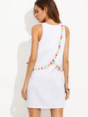 Tassel Trim Overlap Back Layer Dress