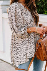 Loose And Simple V-Neck Floral Tops Blouses