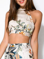Floral Print Crop Top and Long Skirt Set
