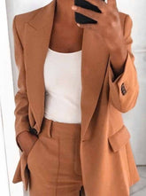 Two-Piece Fashion Lapel Slim Cardigan Blazer