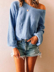 Temperament Plush Solid Color Sweater