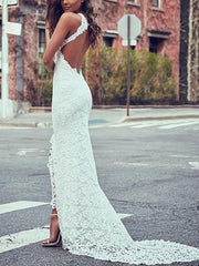 Lace Mermaid Slim Fit Sleeveless Backless Evening Dress