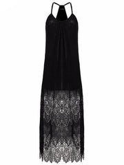 Lace Split-joint Condole Belted Maxi Dress