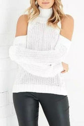 High Crew Collar Long Sleeves Hemline Sweater