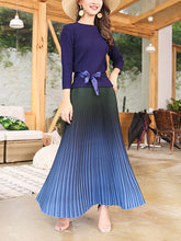 Knitting Autumn Winter Blue Elegant Two Pieces Woman Maxi Dress With Sweater