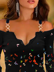 Long Sleeve Casual V Neck Shirts & Tops