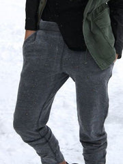 Gray Casual Cotton-Blend Plain Pants