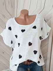 Summer round neck casual women love printed T-shirts