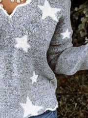 Gray V-Neck Floral-Print Long Sleeve Animal Sweatshirt