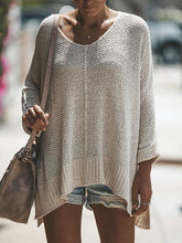 Loose Casual Plain Women Round Neck Long Sleeve Sweaters