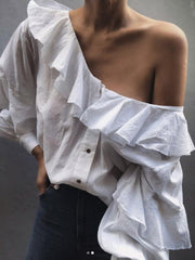 Stylish Women Chic One off shoulder white blouses