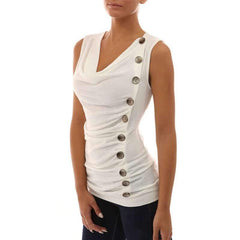 Irregular V neck Drape Sleeveless T-Shirts