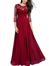 Lace three quarter sleeve round neck eleagnt long dress evening dresses Party dresses