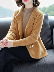 Turn-down Collar Imitated Mink Wool Woman Short Coats