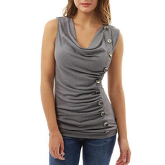 Irregular V neck Drape Sleeveless T-Shirts
