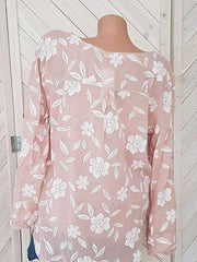Long-sleeve Printed Patchwork Top Blouses