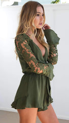 Lace Sexy Falbala Long sleeve Jumpsuits