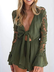 Lace Sexy Falbala Long sleeve Jumpsuits