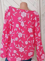 Long-sleeve Printed Patchwork Top Blouses