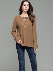 Fashion V neck Knit Long sleeve Sweaters