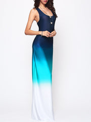 Gradient Chic Round Neck Maxi-Dress