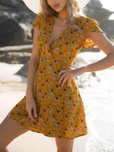 Floral Deep V-neck Mini Dress