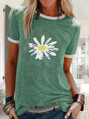 Summer Printed Short Sleeve Crew Neck Top T-shirts