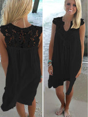 Lace Spliced Chiffon Loose Dress