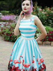 Striped Printed Sleeveless Mini Dress