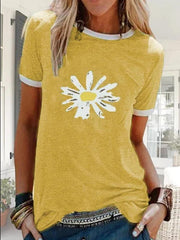 Summer Printed Short Sleeve Crew Neck Top T-shirts