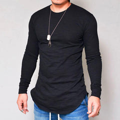 Long Sleeve Solid Color Round Neck Slim T-Shirt