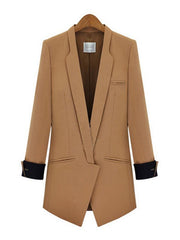 Turn-down Plain Elegant Pocket Blazer Coat